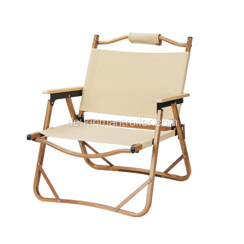 Vintage Holzkornfarbe Oxford Stoff Aluminium Klappertragbarer Stuhl mit Armen